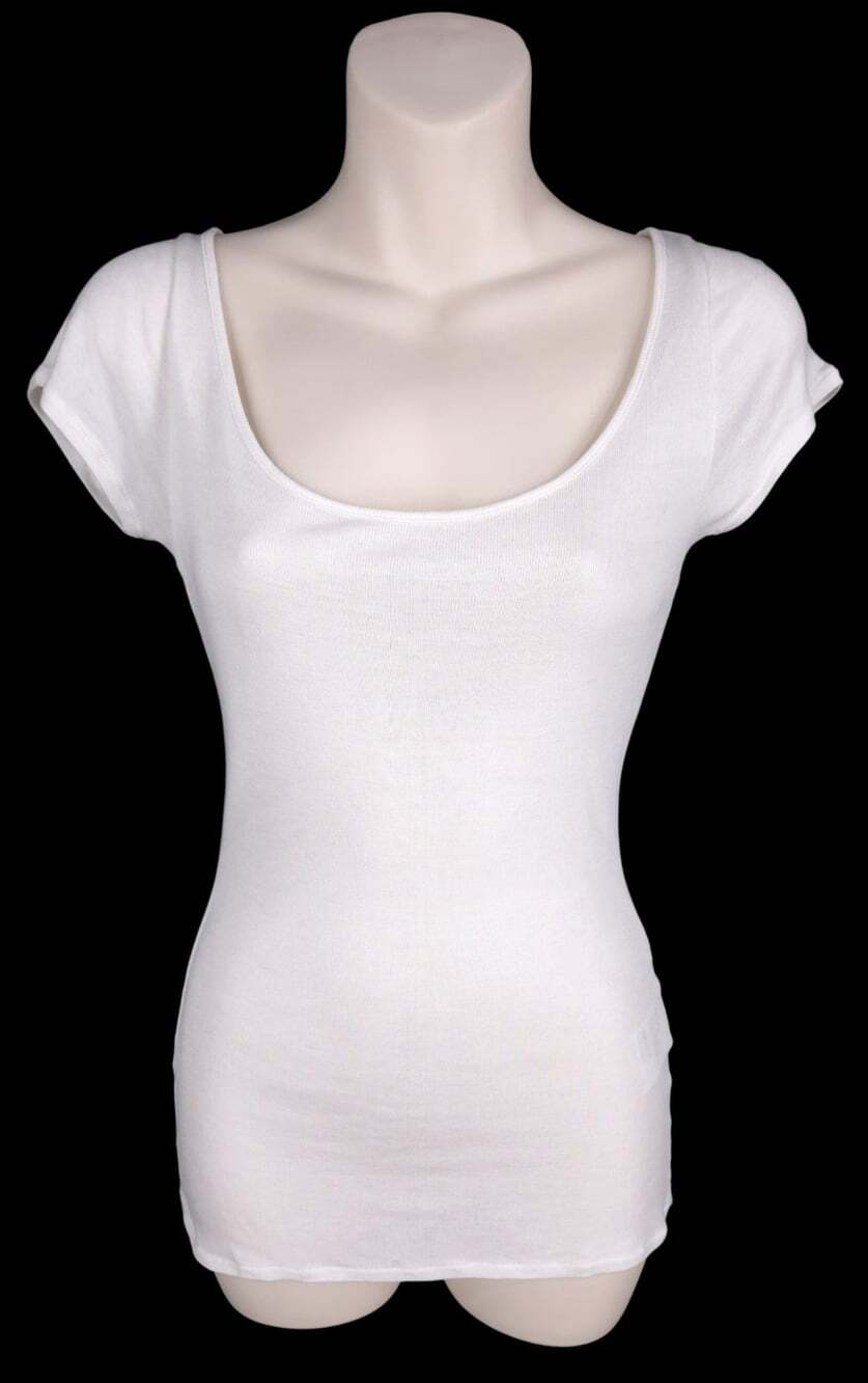Toteme Cap Sleeve Knit T-Shirt US S EU 36 Womens Macadamia Off-White $250